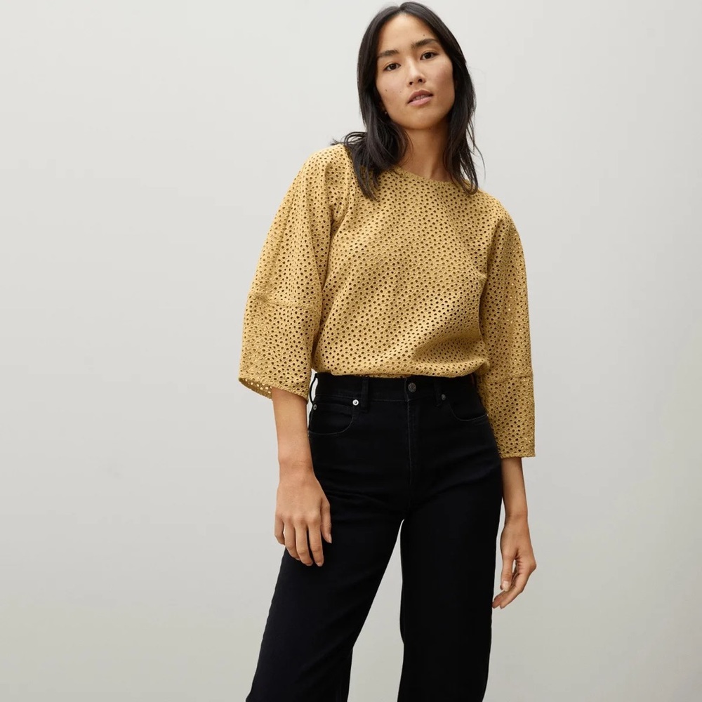 Everlane eyelet lantern top in “golden hour”